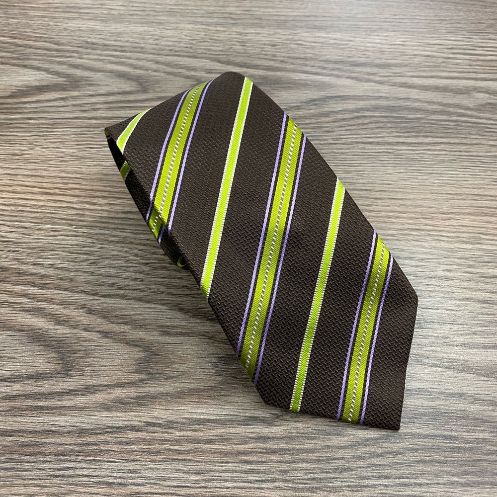 Jasper Conran Brown w/ Green & Purple Stripe Tie
